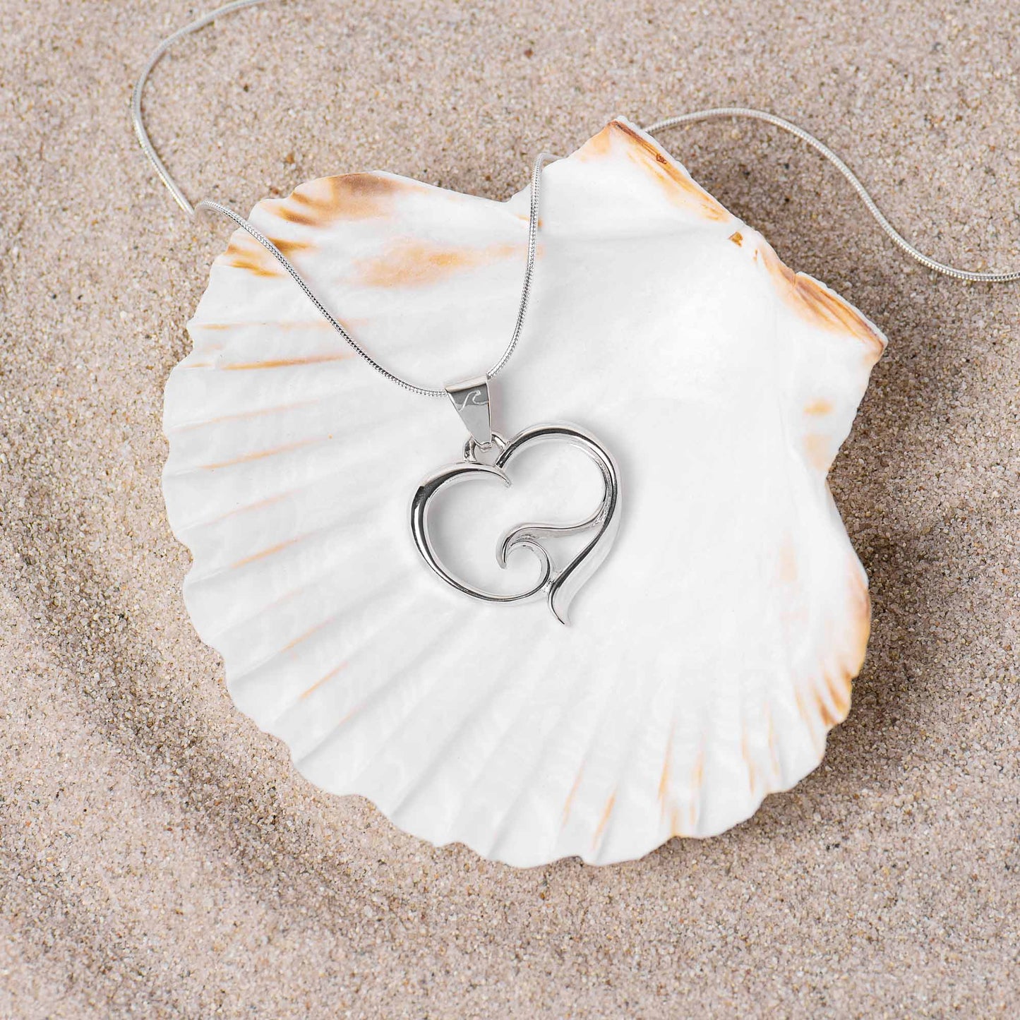 Ocean Wave Necklace Sterling Silver- Heart of the Ocean Pendant, Ocean Lover Gifts, Sea Life Jewelry - The Tool Store