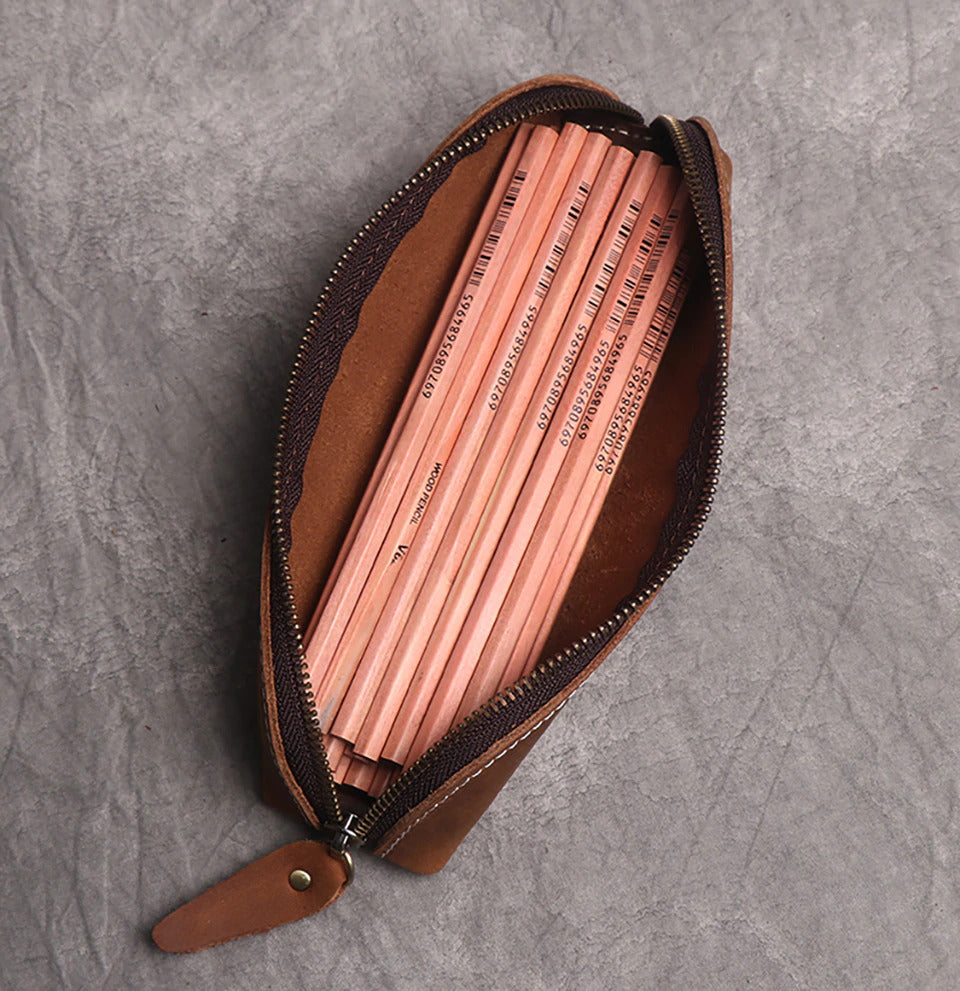 The Paavo Leather Pen Case | Leather Makeup Pouch - The Tool Store