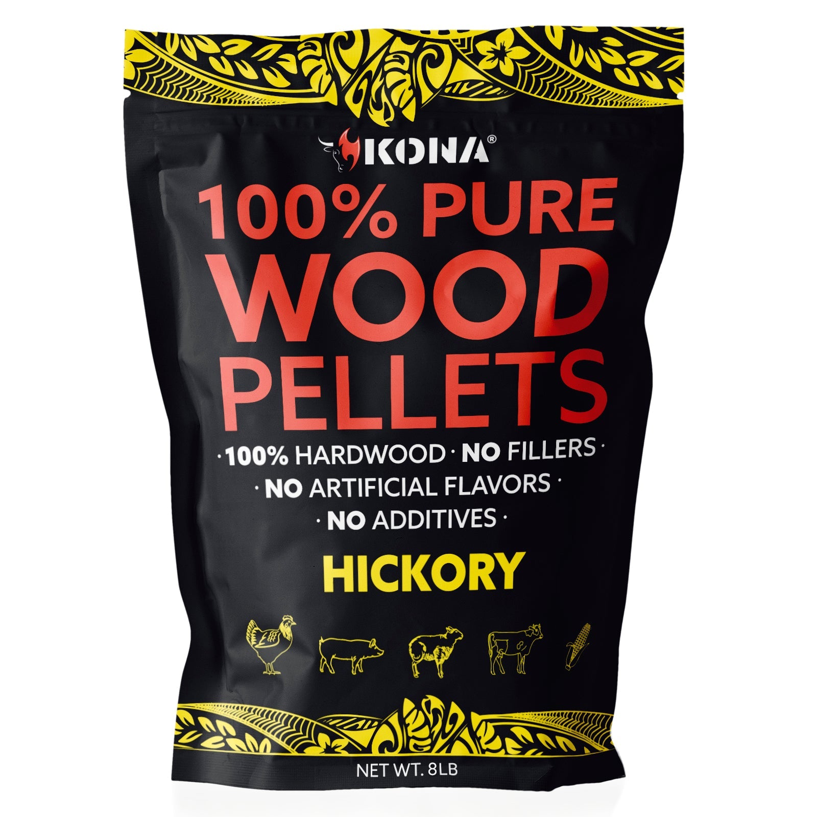 Kona 100% Hickory Wood Pellets - Grilling, BBQ & Smoking - Concentrated Pure Hardwood - Bold Smoke - The Tool Store