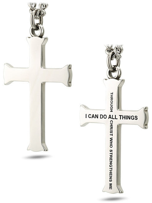 Men's Stainless Steel Flare Cross Necklace-Phil 4:1370 - The Tool Store