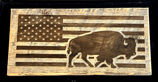 Sign, American Flag w/Bison Silhouette - The Tool Store