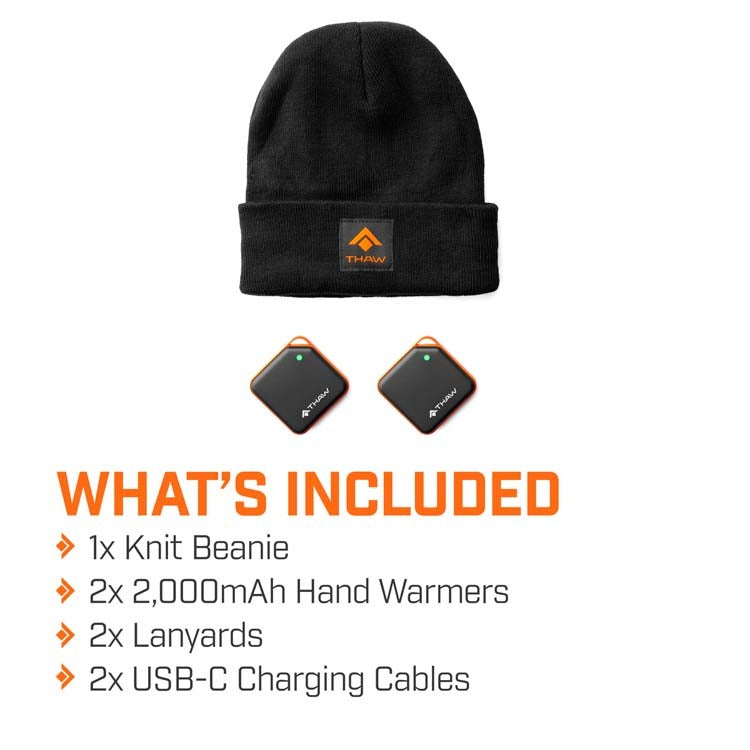 Thaw 2K Rechargeable Hand Warmers and Knit Beanie