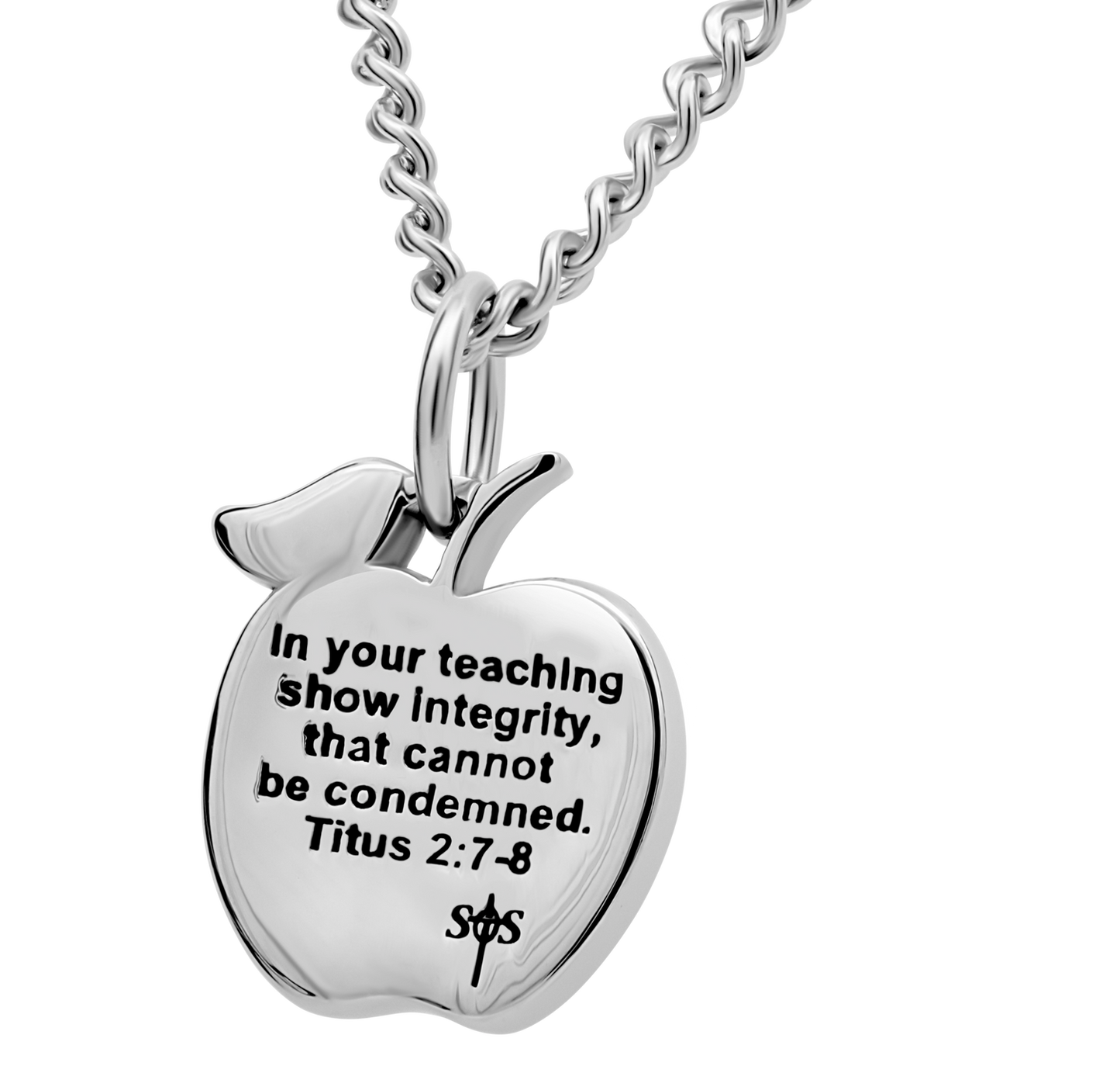 Shields of Strength Women Teacher's Apple Necklace-Titus 2:7-8 - The Tool Store