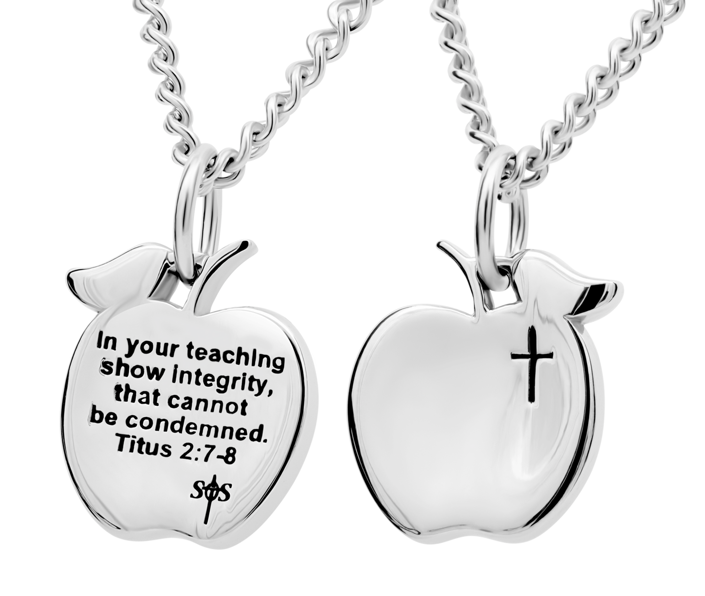 Shields of Strength Women Teacher's Apple Necklace-Titus 2:7-8 - The Tool Store