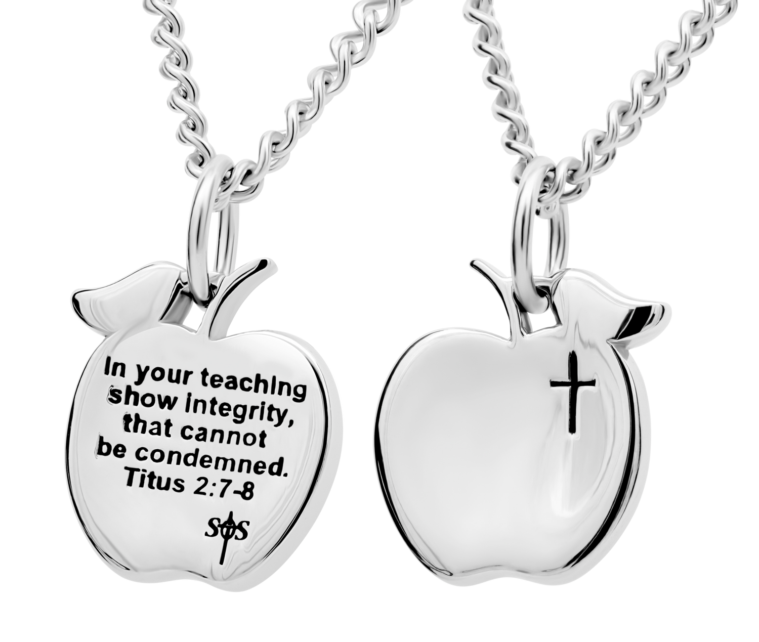 Shields of Strength Women Teacher's Apple Necklace-Titus 2:7-8 - The Tool Store