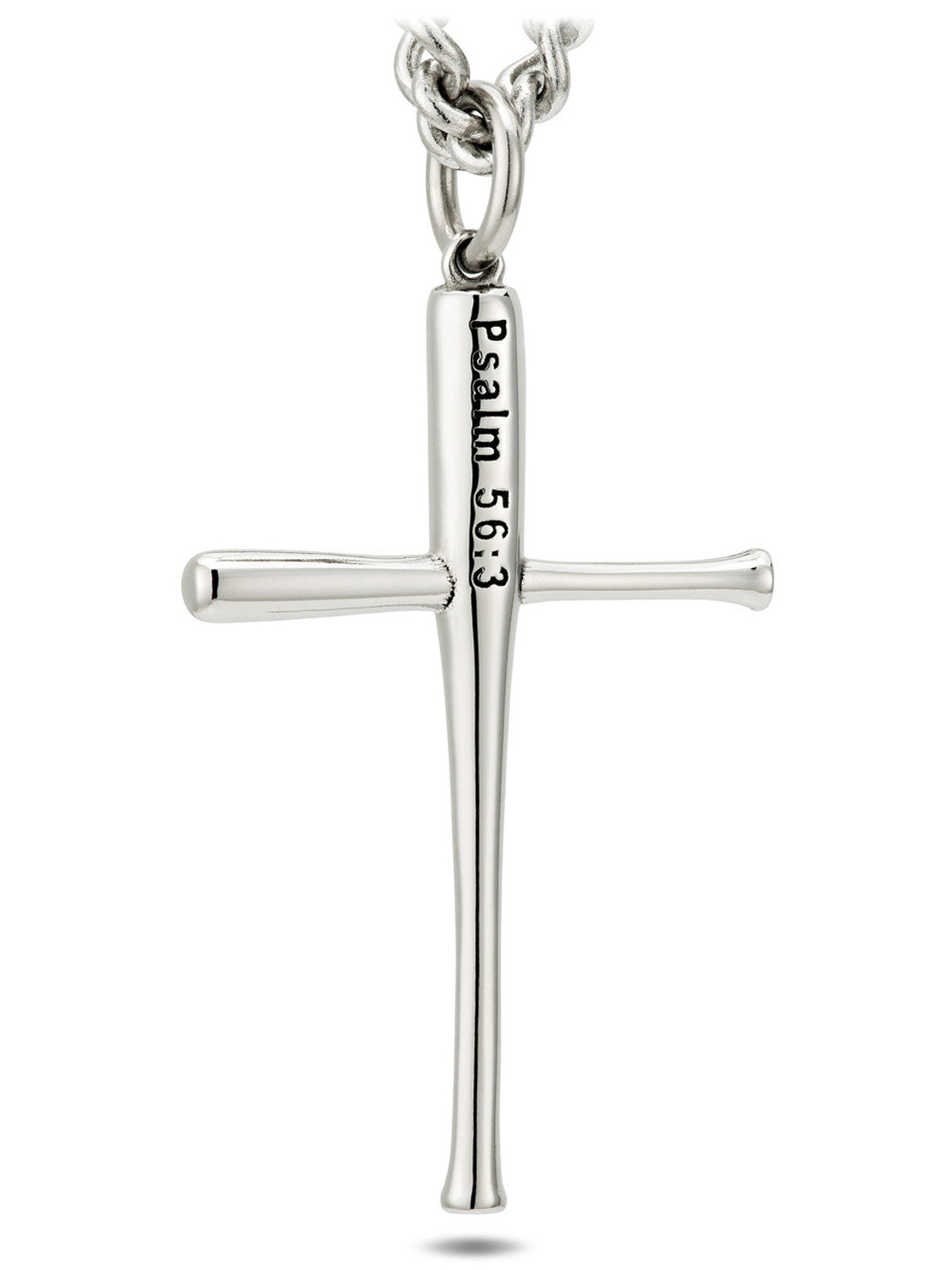 Shields of Strength Men's Stainless Steel Baseball Bat Cross Necklace-Psalm 56:3 - The Tool Store