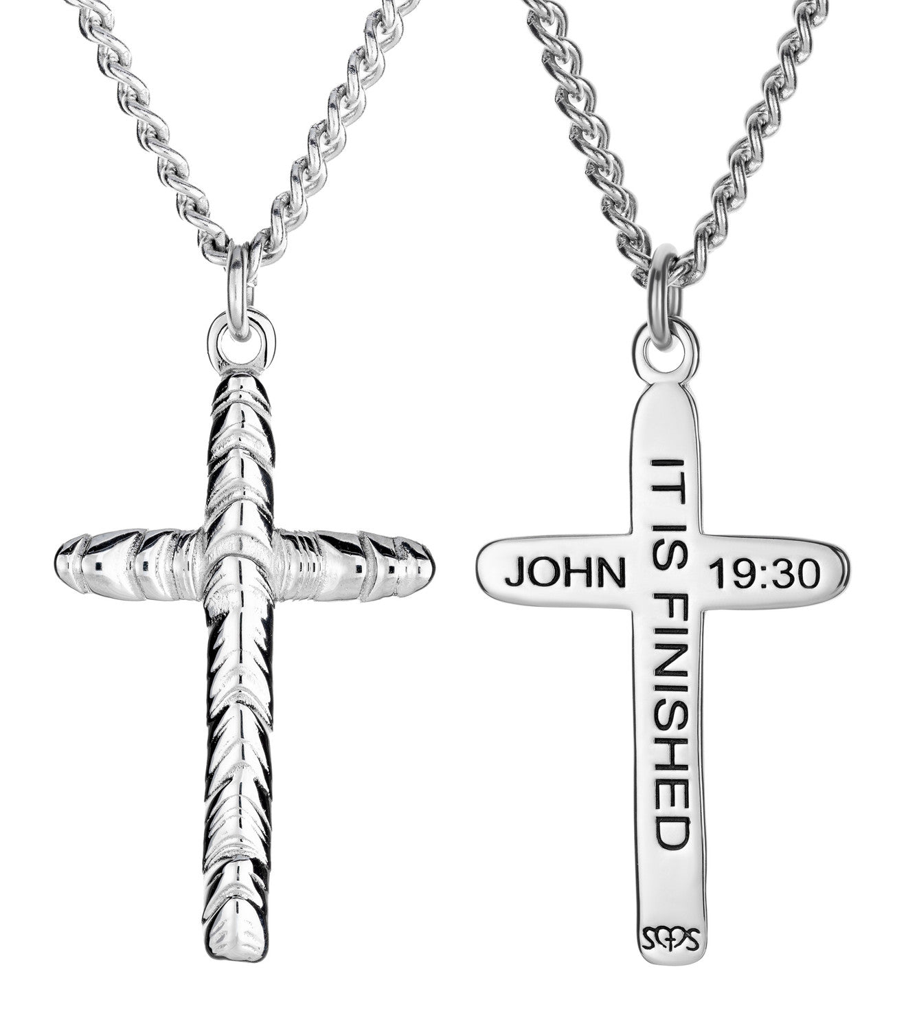 Shields of Strength Men's Welder Bead Cross Necklace - John 19:30 - The Tool Store