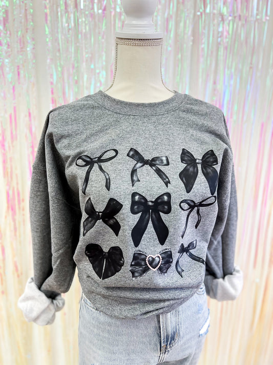 Black Preppy Bow Sweatshirt