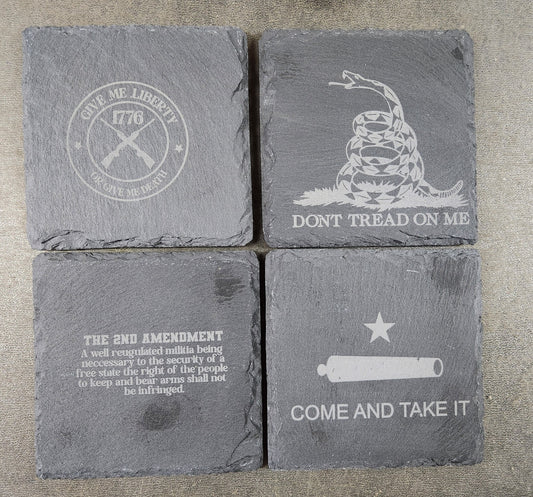 2nd Amendment Slate/Rock Coasters Mix Set 1