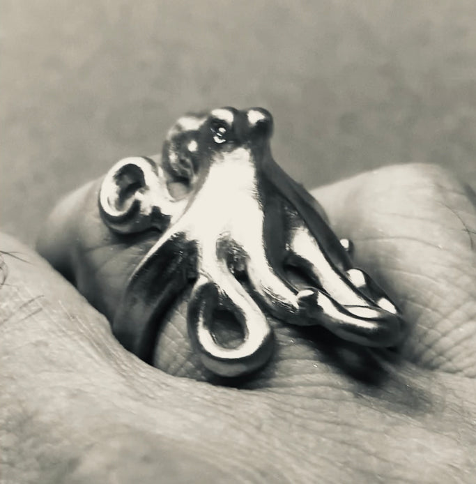 Octopus Ring Sterling Silver Adjustable Octopus Ring Sea Life Ring Scuba Diving Jewelry Gifts For Octopus Lovers - The Tool Store