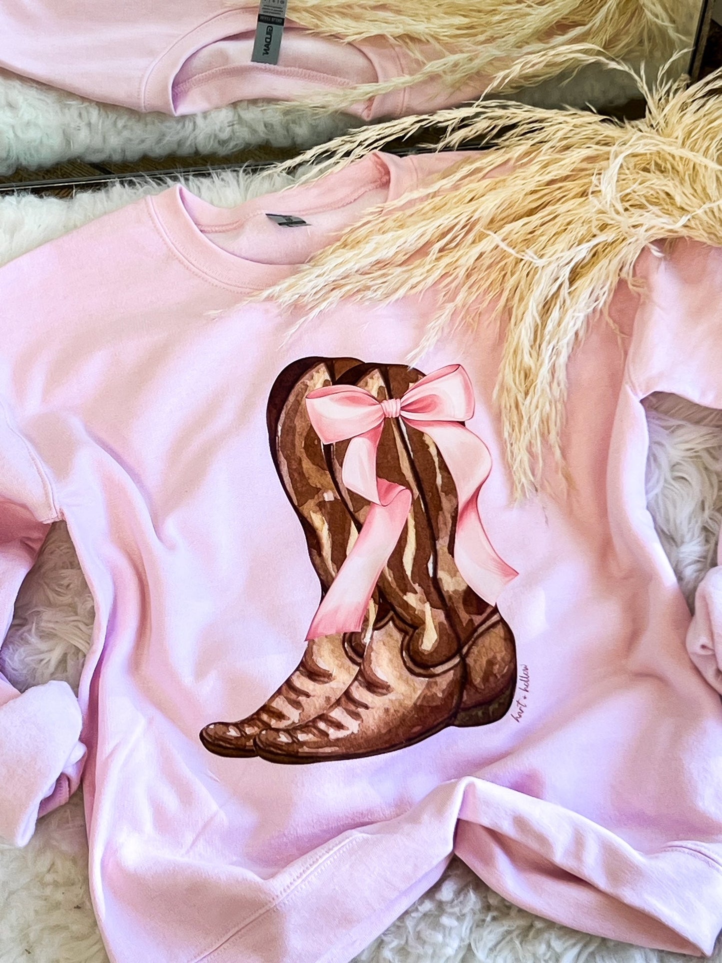 Cowboy Boot Bow Sweatshirt