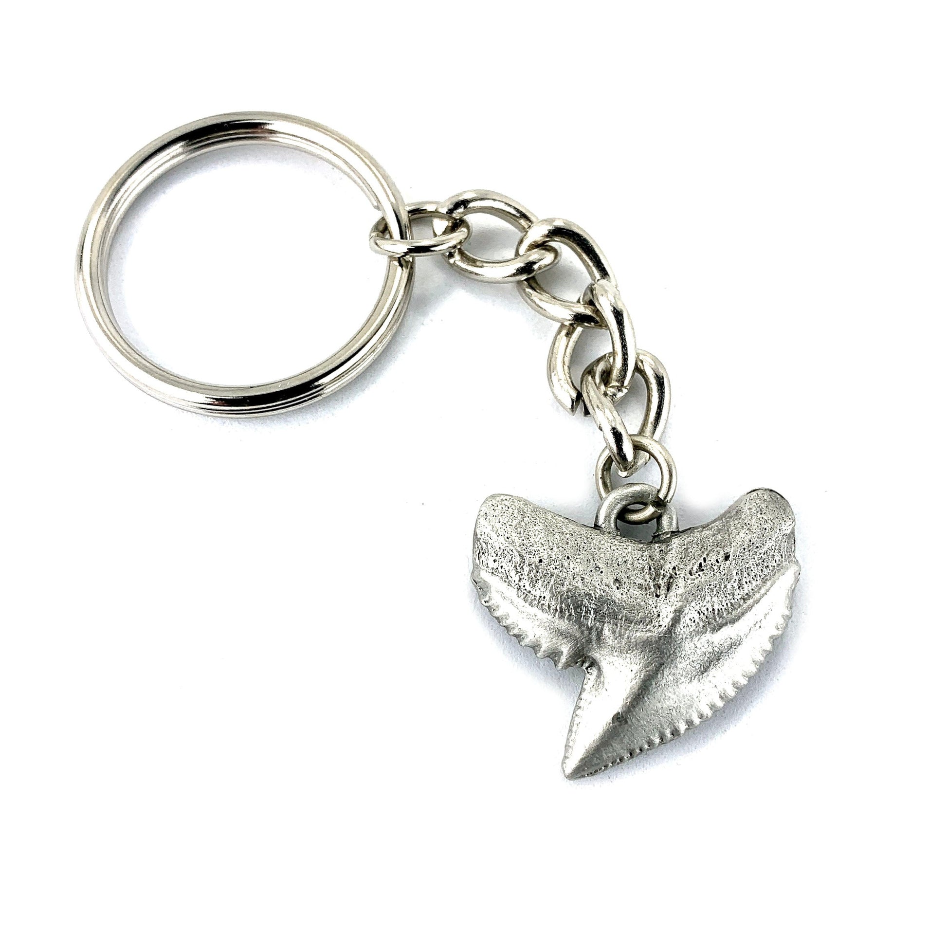 Shark Tooth Keychain, Shark Tooth Key Ring, Tiger Shark Tooth Keychain, Gifts for Shark Lovers, Shark Key Fob, Pewter Key Chain, Scuba Gifts - The Tool Store