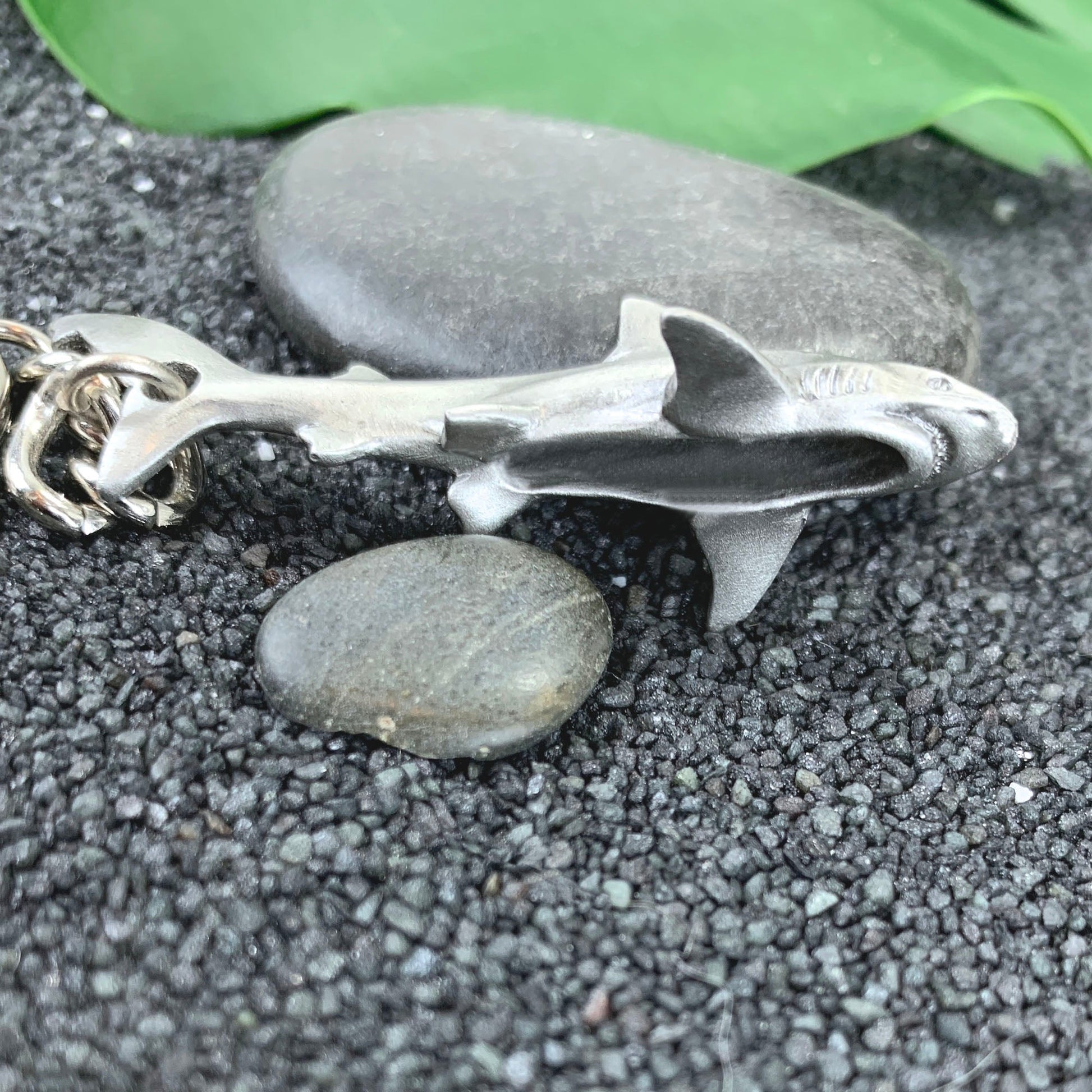 Reef Shark Keychain for Men and Women- Grey Reef Shark Keychain Charm, Gifts for Shark Lovers, Realistic Antique Pewter Keyring, Reef Shark Key Fob - The Tool Store