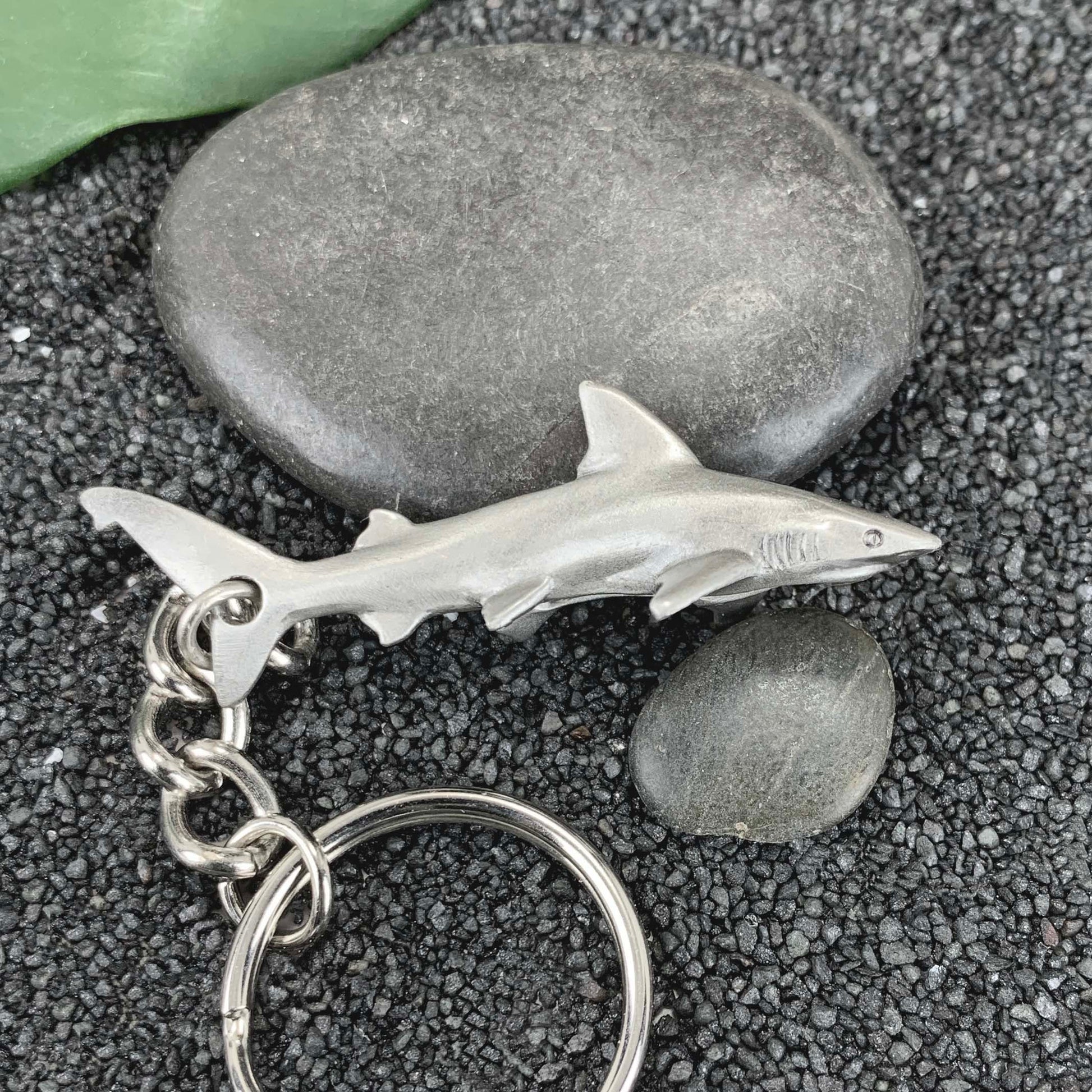 Reef Shark Keychain for Men and Women- Grey Reef Shark Keychain Charm, Gifts for Shark Lovers, Realistic Antique Pewter Keyring, Reef Shark Key Fob - The Tool Store