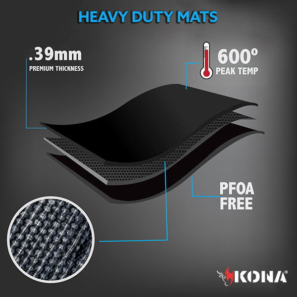 KONA Best BBQ Grill Mats - Heavy Duty 600 Degree Non-Stick Grilling Mats - 7 Year Guarantee (Set of 2) - The Tool Store