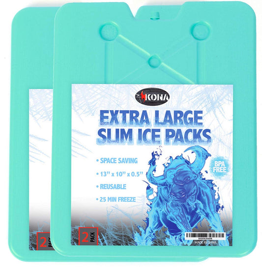 Kona Large Ice Packs for Coolers - Slim Space Saving Design - 25 Minute Freeze Time - The Tool Store