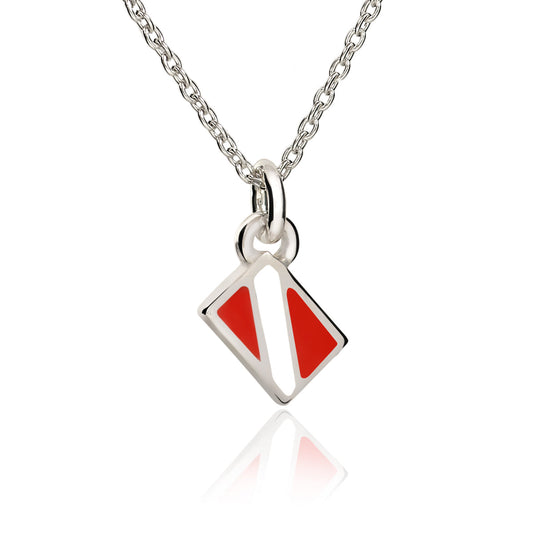 Dive Flag Necklace for Women Sterling Silver- Scuba Diving Gifts for Women- Scuba Diving Necklaces, Dive Flag Charm Necklace, Gifts for Scuba Divers - The Tool Store