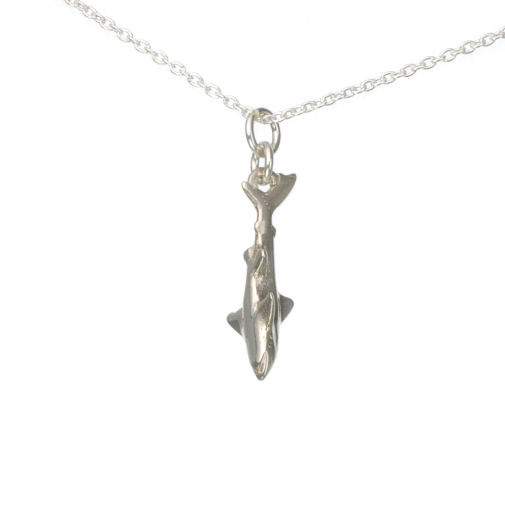 Shark Necklace for Woman and Teens Sterling Silver- Mini Shark Charm Sterling, Shark Charm, Mini Shark Pendant Sterling Silver - The Tool Store