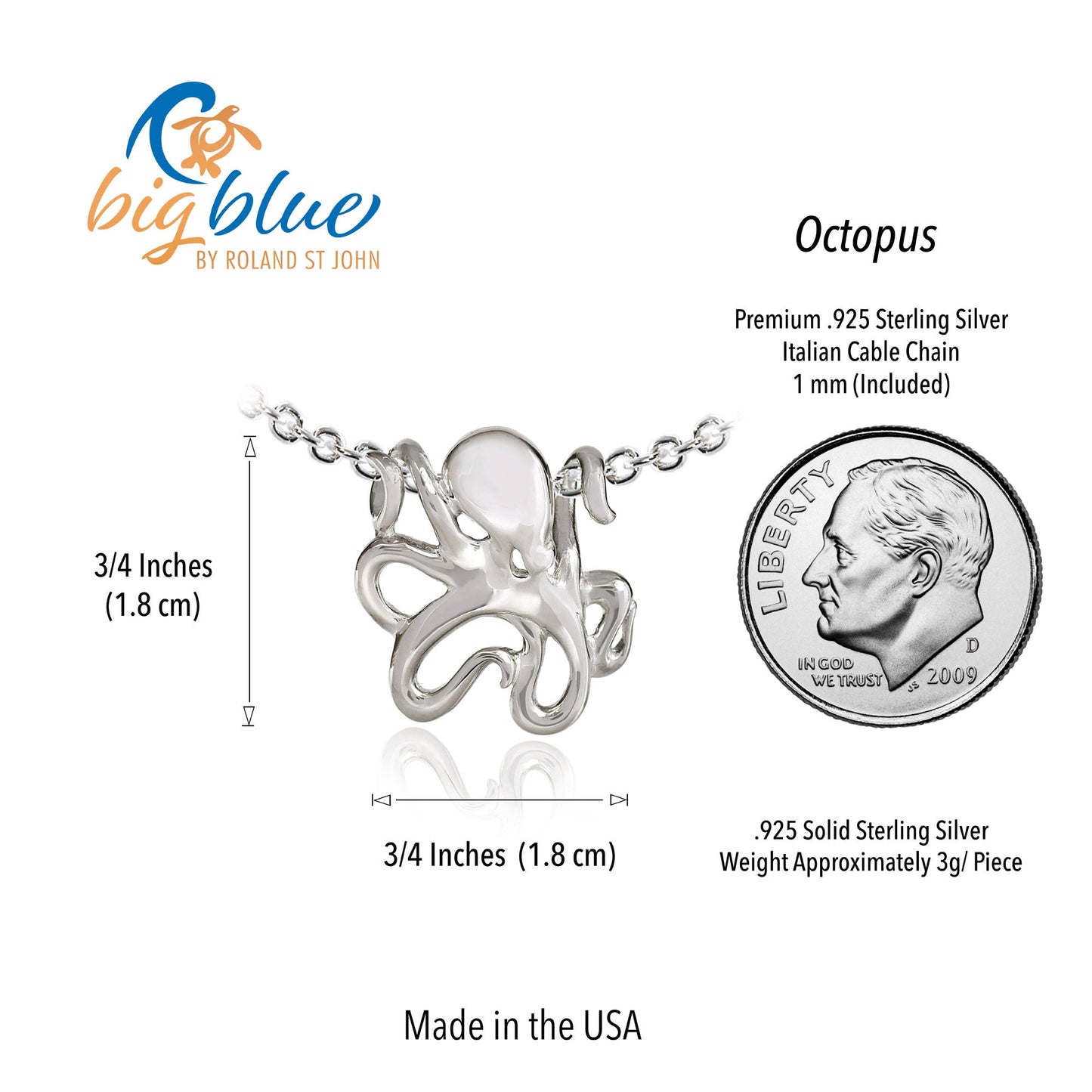 Miniature Octopus Necklaces for Women Sterling Silver- Octopus Jewelry for Women, Sea Life Jewelry, Octopus Gifts - The Tool Store