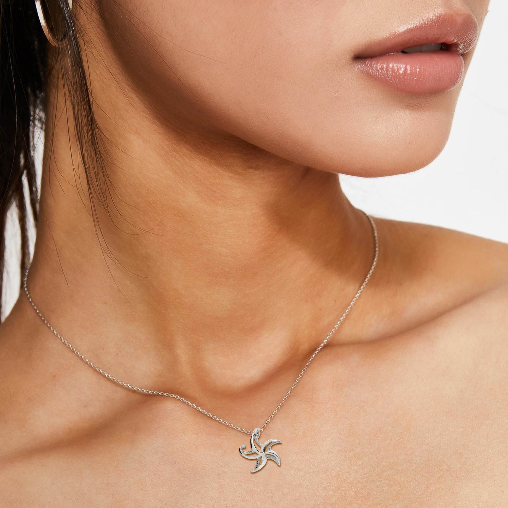 Starfish Necklace Sterling Silver for Women- Small Seastar Necklaces, Small Starfish Charms, Seastar Jewelry Sterling Silver, Beach Necklaces - The Tool Store