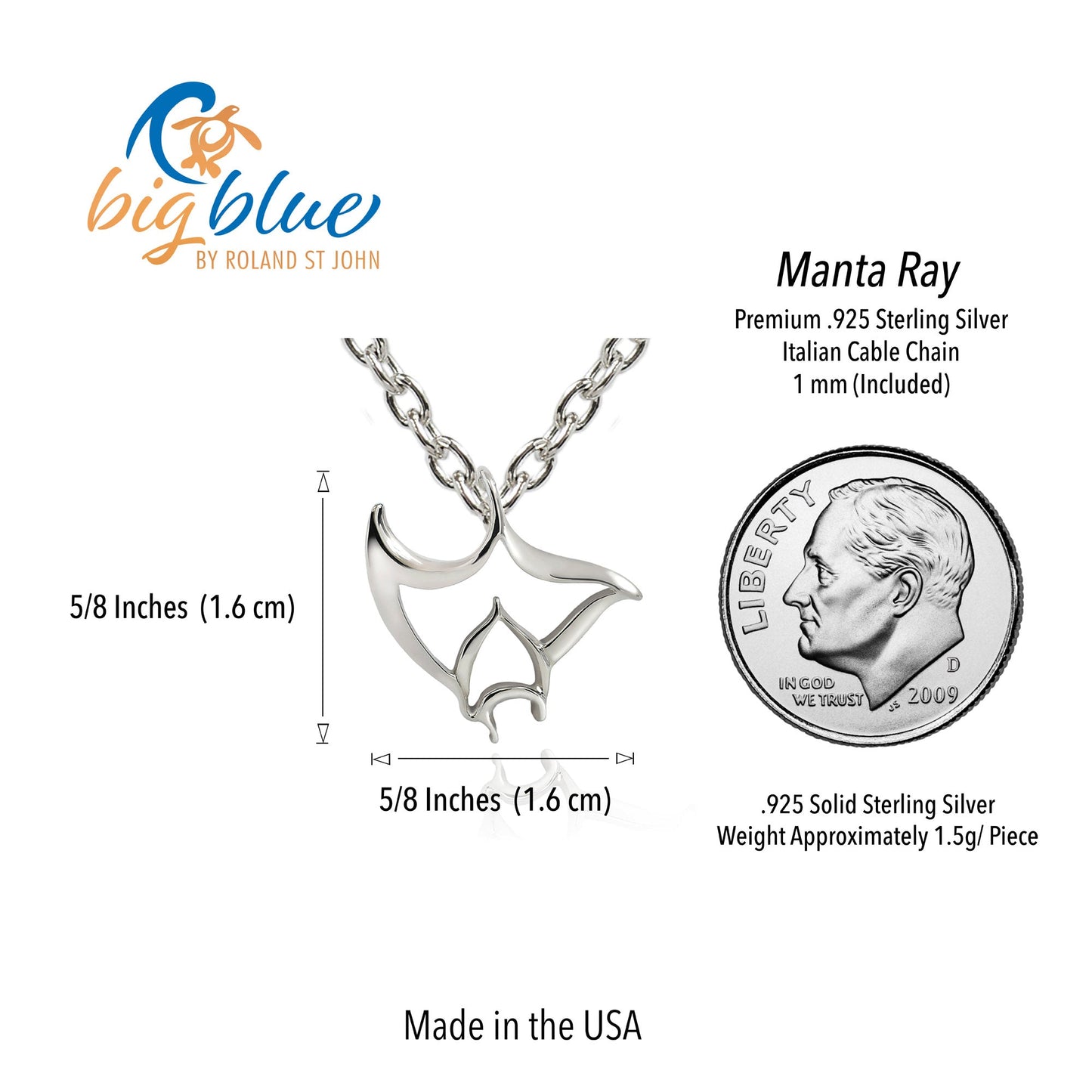 Manta Ray Necklaces for Women Sterling Silver- Stingray Necklaces for Girls, Sterling Silver Stingray Necklace, Manta Ray Charms - The Tool Store