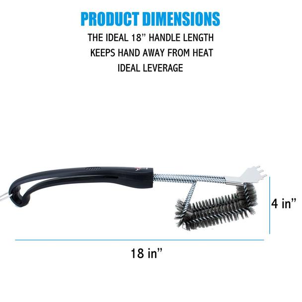 Kona Speed/Scrape Grill Brush & Scraper with Flex Grip Handle - Stainless Steel Bristles - The Tool Store