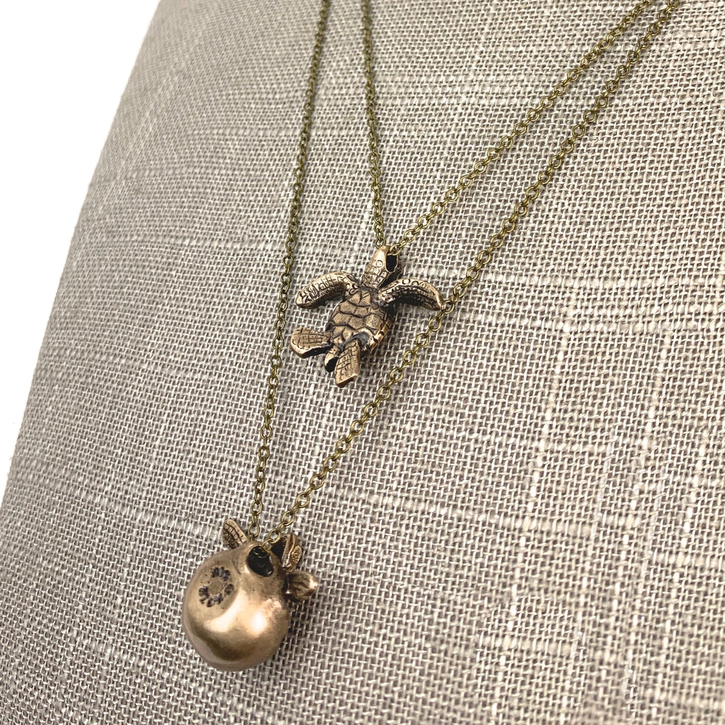 Boho Turtle Necklace for Women- Bronze Beachy Boho Necklace, Layered Necklaces for Women, Sea Turtle Necklace, Turtle Gifts, Brown Turtle Necklace - The Tool Store