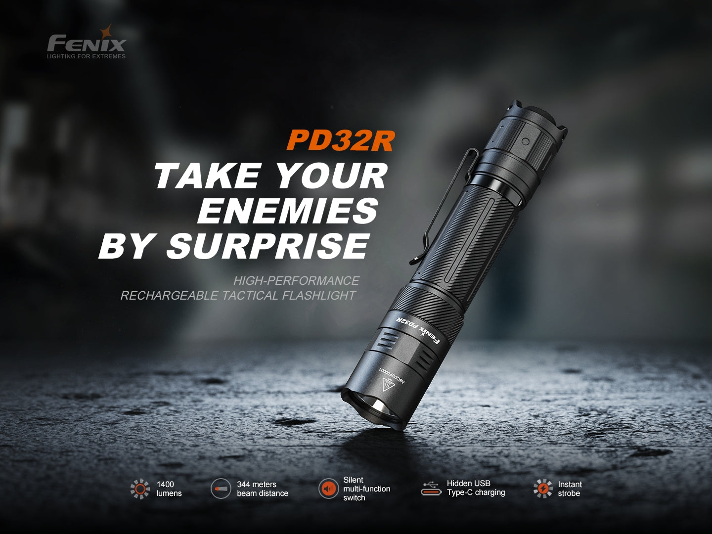 Fenix PD32R Rechargeable Silent Switch LED Flashlight - The Tool Store