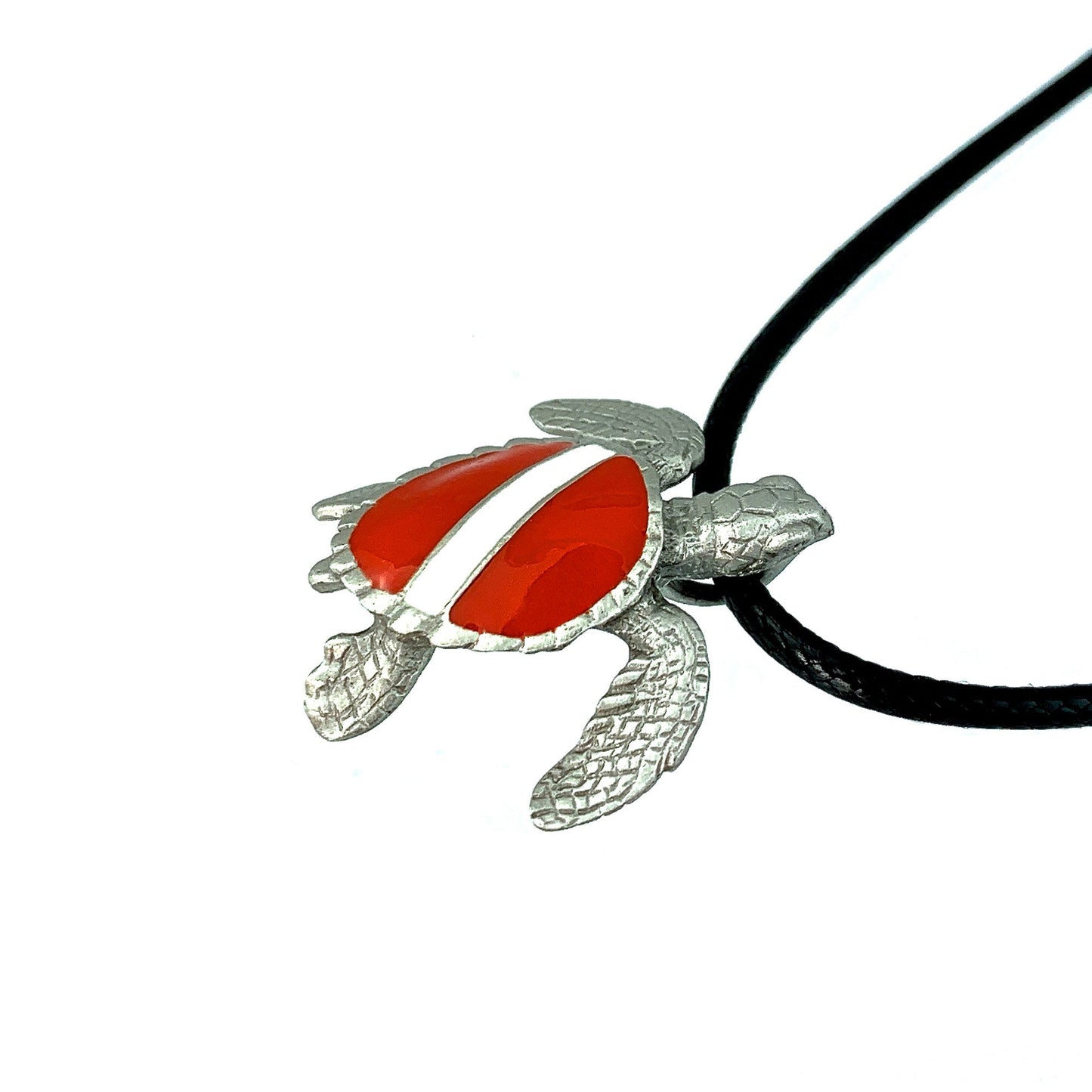 Sea Turtle Necklace Pendant with Dive Flag-  Dive Flag Sea Turtle Gifts, Dive Turtle Necklaces, Diving Gifts for Turtle Lovers, Jewelry for Divers - The Tool Store