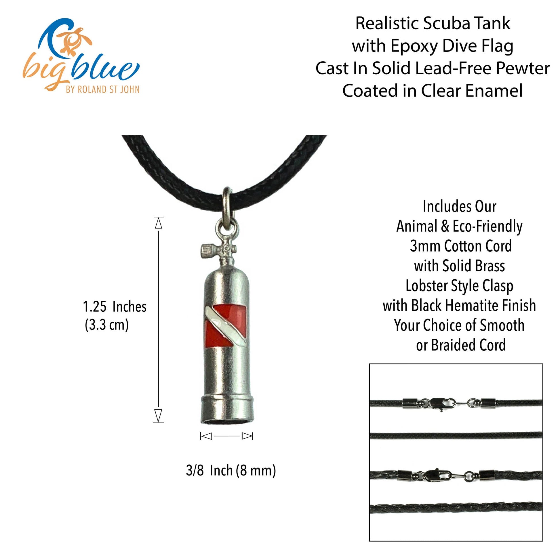 Scuba Tank Necklace for Men and Women- Scuba Diving Gift, Scuba Tank Necklace with Diver Flag, Gifts for Divers, Scuba Diving Jewelry, ScubaTank Charm - The Tool Store