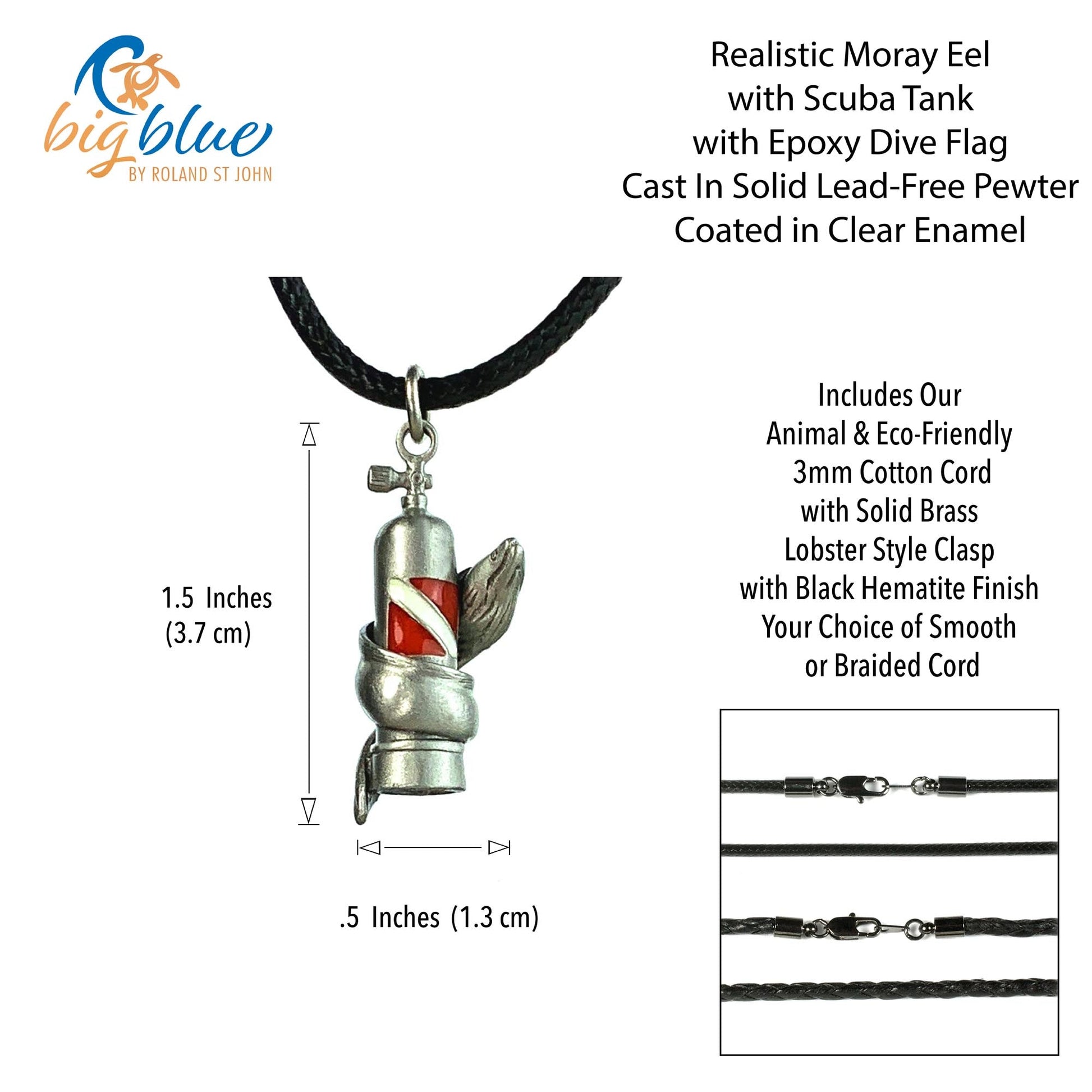 Moray Eel with Scuba Tank Necklace- Dive Gift for Women and Men, Realistic Moray Eel Scuba Tank Necklace with Diver Flag, Gifts for Divers, Scuba Gift - The Tool Store