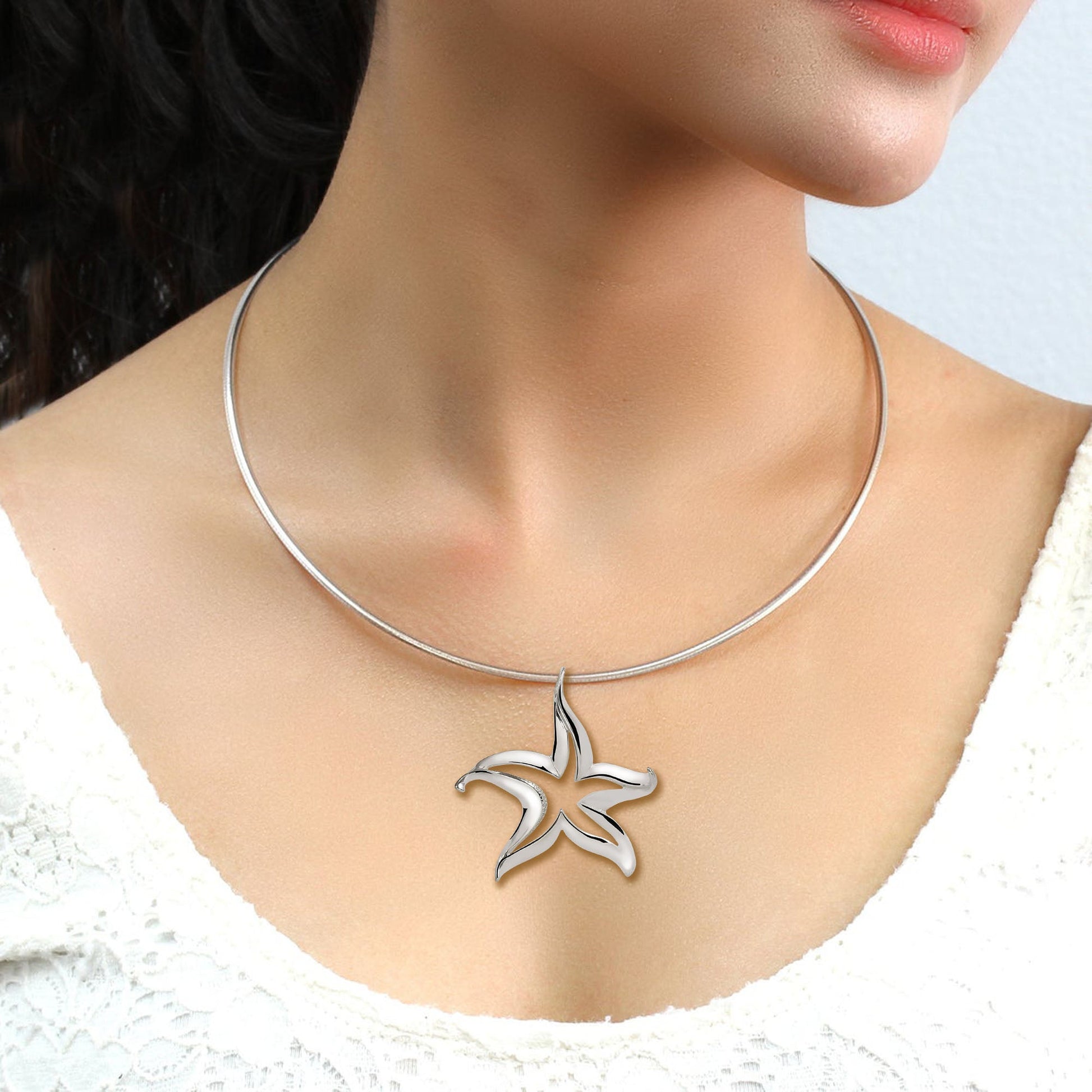 Starfish Necklace Sterling Silver for Women- Sea Star Pendants, Starfish Jewelry for Women, Sea Star Jewelry Sterling Silver, Beachy Necklaces - The Tool Store