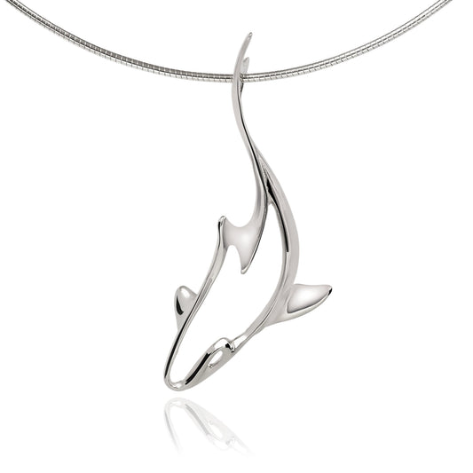 Shark Necklaces Sterling Silver- Grey Reef Shark Necklaces, Sterling Silver Reef Shark Pendant, Shark Jewelry - The Tool Store