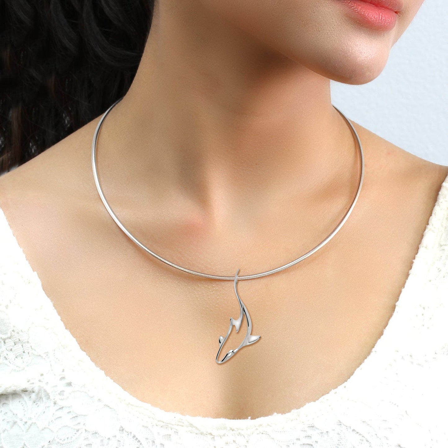 Shark Necklaces Sterling Silver- Grey Reef Shark Necklaces, Sterling Silver Reef Shark Pendant, Shark Jewelry - The Tool Store