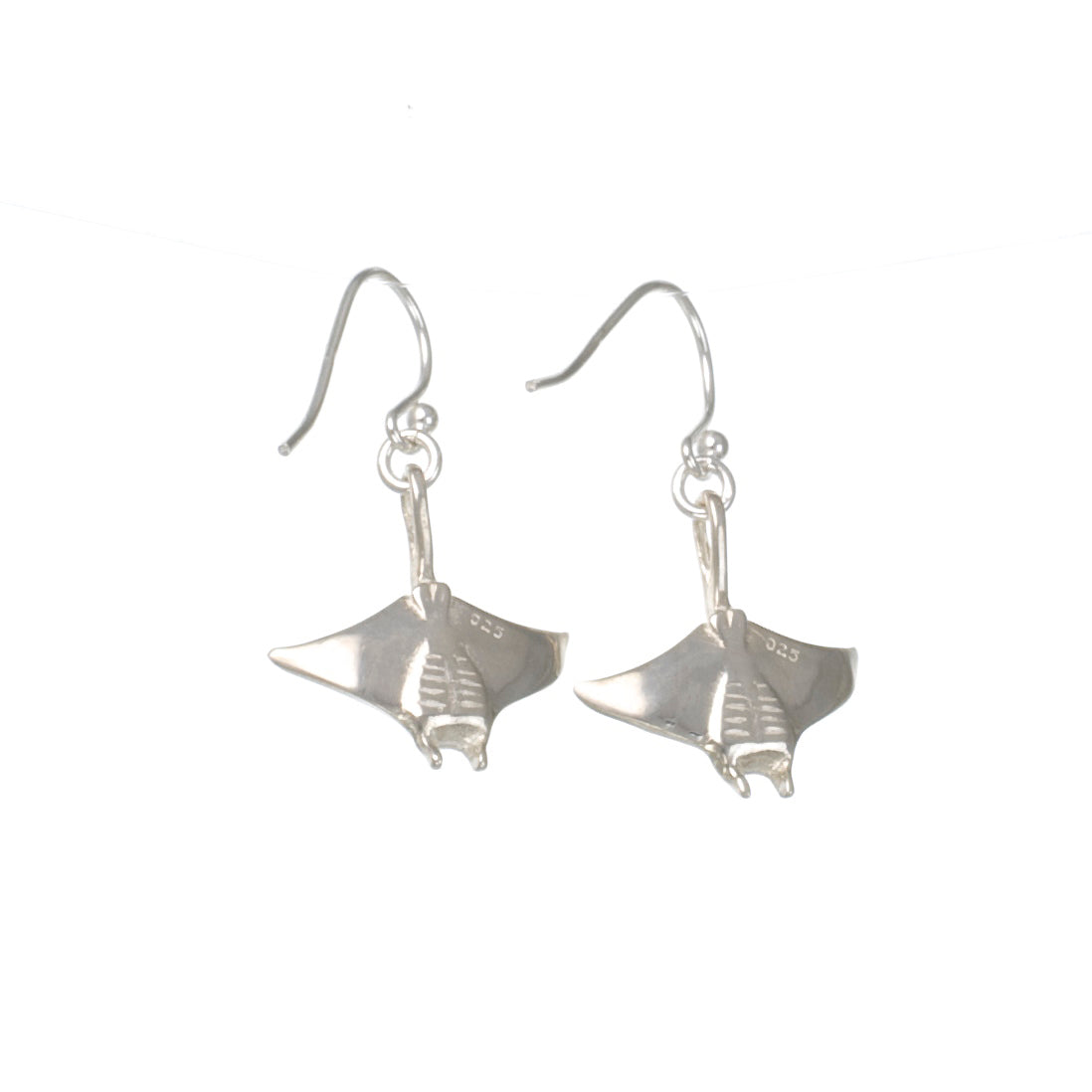 Stingray Earrings Sterling Silver- Manta Ray Sterling Silver Drop Earrings, Manta Ray Earrings, Stingray Charm, Sea Life Sterling Silver Drop Earrings - The Tool Store