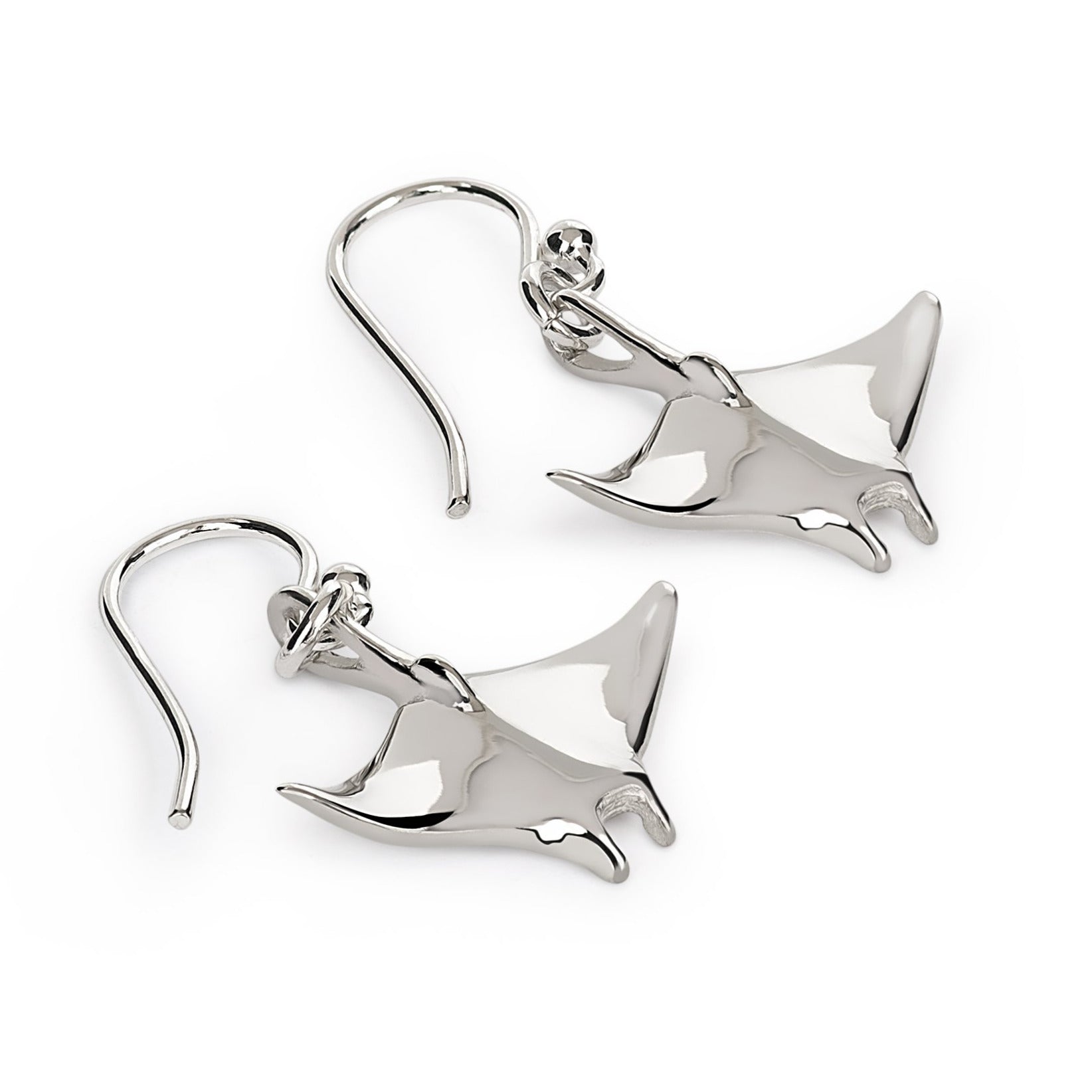 Stingray Earrings Sterling Silver- Manta Ray Sterling Silver Drop Earrings, Manta Ray Earrings, Stingray Charm, Sea Life Sterling Silver Drop Earrings - The Tool Store