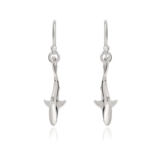 Shark Earrings for Women Sterling Silver- Shark Drop Earrings, Sterling Silver Shark Dangle Earrings, Gifts for Shark Lovers, Shark Charm Earrings - The Tool Store
