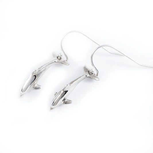 Dolphin  Drop Earrings Sterling Silver,  Ocean Theme Mini Realistic Sea Life Dolphin Earrings - The Tool Store