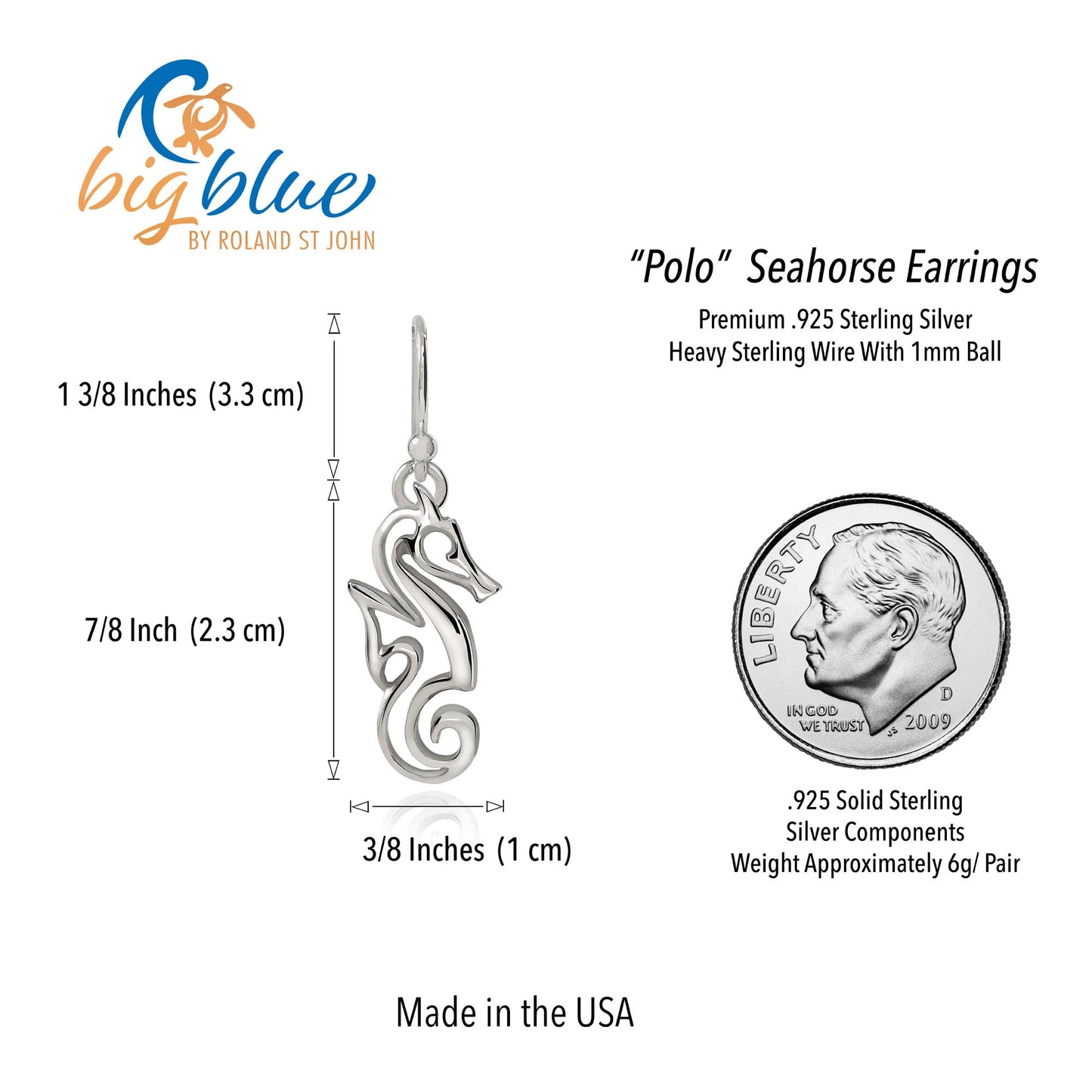 Seahorse Earrings for Women Sterling Silver- Seahorse Drop Earrings, Seahorse Dangle Earrings, Seahorse Jewelry, Seahorse Gifts - The Tool Store