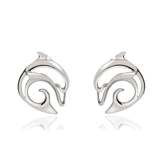 Dolphin Post Earrings Sterling Silver- Dolphin Stud Earrings for Women, Dolphin Charm Earrings, Dolphin Stud Earrings Sterling Silver - The Tool Store