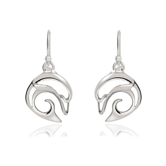 Dolphin Drop Earrings for Women Sterling Silver- Dolphin Dangle Earrings for Women, Dolphin Charm Earrings, Dolphin Dangle Earrings Sterling Silver - The Tool Store
