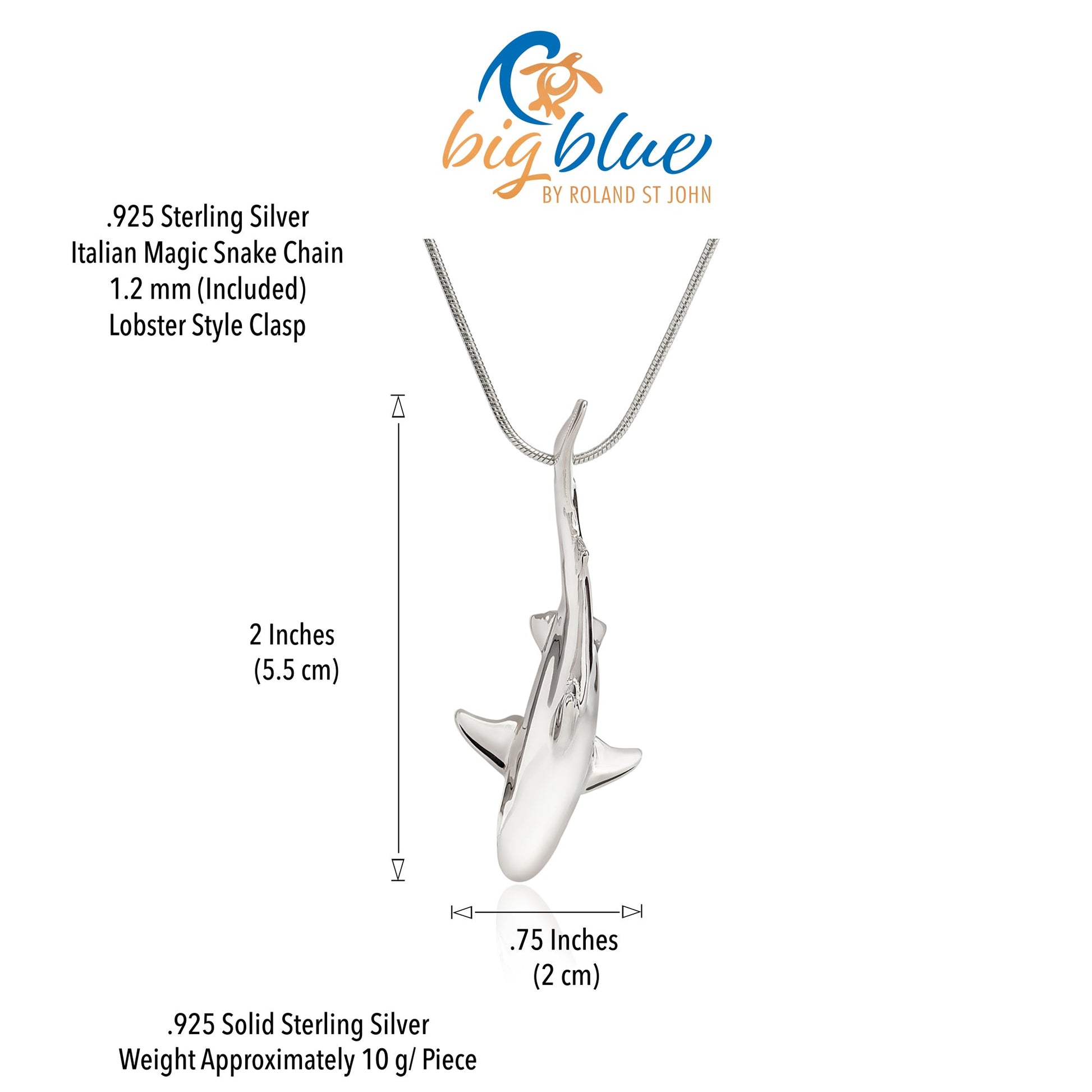 Shark Necklace for Women Sterling Silver- Grey Reef Shark Necklace for Women, Sterling Silver Reef Shark Necklace, Shark Jewelry, Shark Pendant - The Tool Store