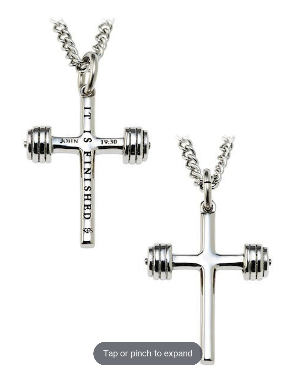 Women's Mini Dumbbell Cross Necklace - John 19:30 - The Tool Store