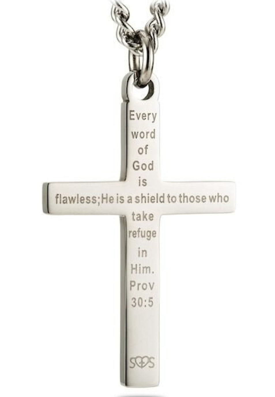 Shields of Strength Men's Stainless Steel or 14K Gold Plated American Flag Cross Necklace - Proverbs 30:5 Bible Verse - Christian Jewelry Gift - The Tool Store