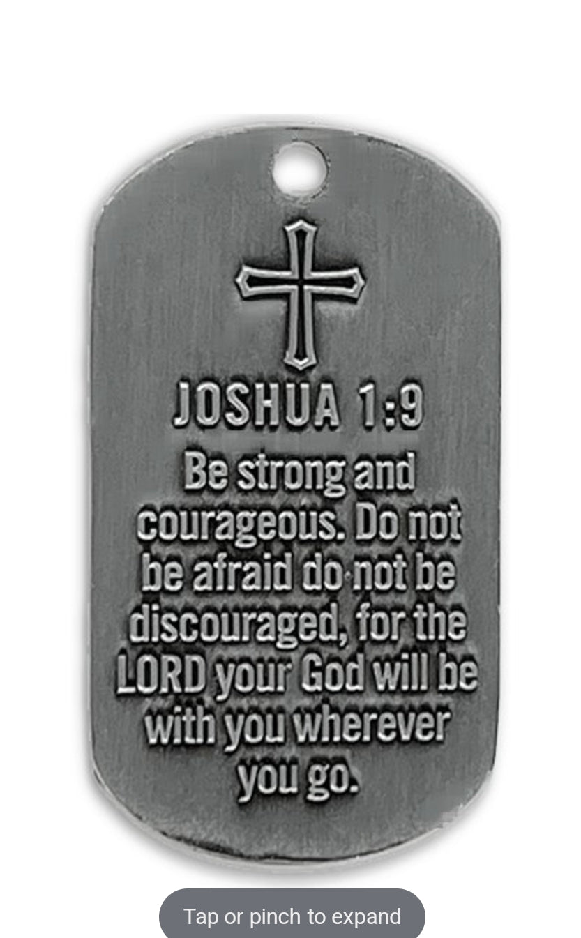 Psalm 91:1-2/Joshua 1:9-Antique Finish Dog Tag Necklace - The Tool Store