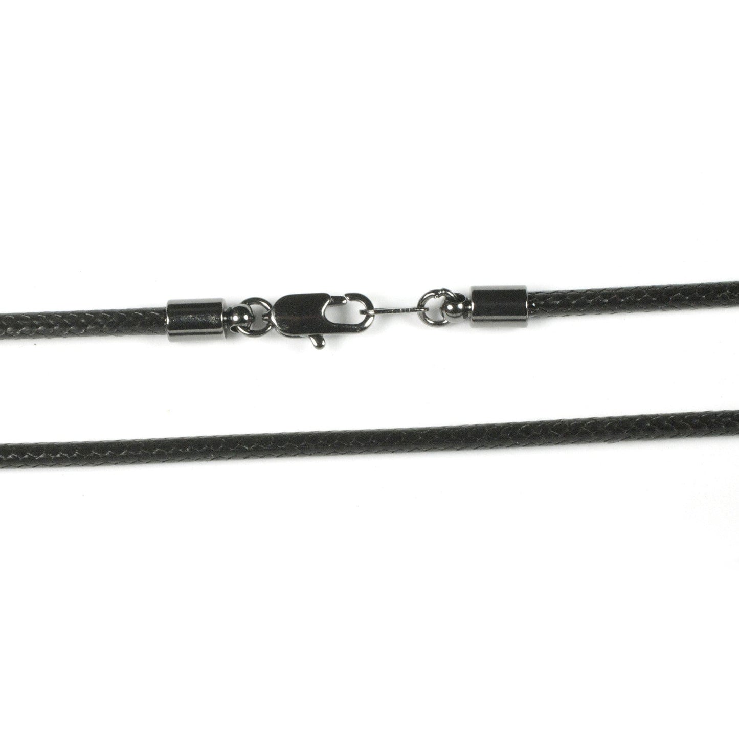 3mm Black Smooth Cotton Cord with Hematite Finish Ends - The Tool Store