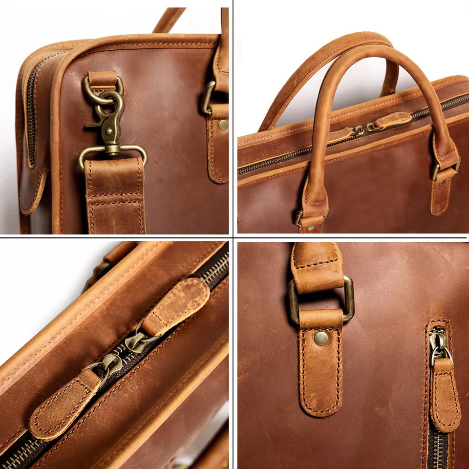 The Hemming Leather Laptop Bag | Vintage Leather Briefcase - The Tool Store