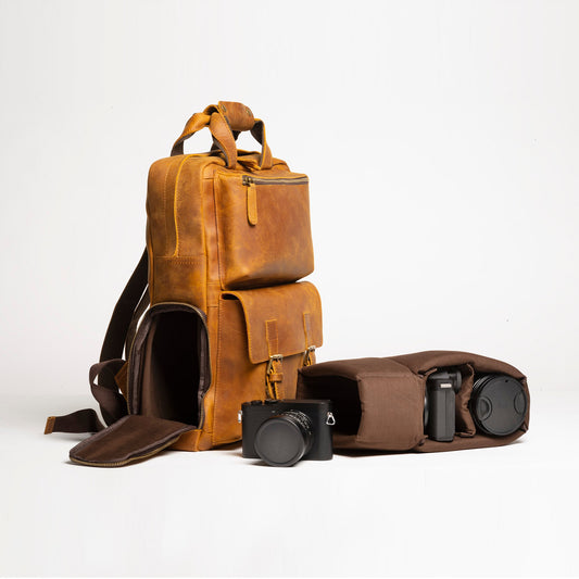 The MANN Bag | Large Capacity Leather Camera Backpack - The Tool Store