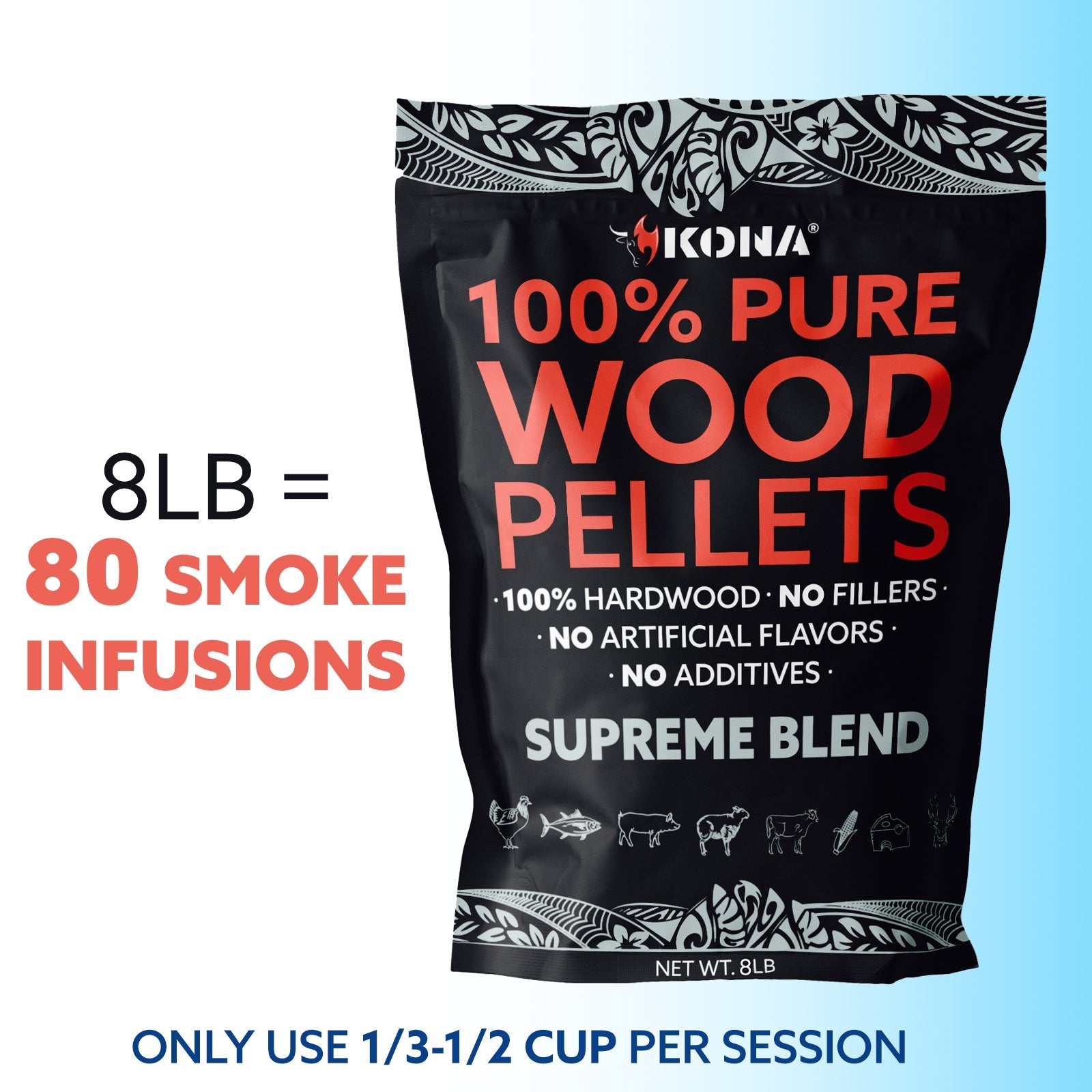 Kona Bold Supreme Blend Wood Pellets - Grilling, BBQ & Smoking - Concentrated Pure Hardwood - Bold Red Meat Smoke - The Tool Store