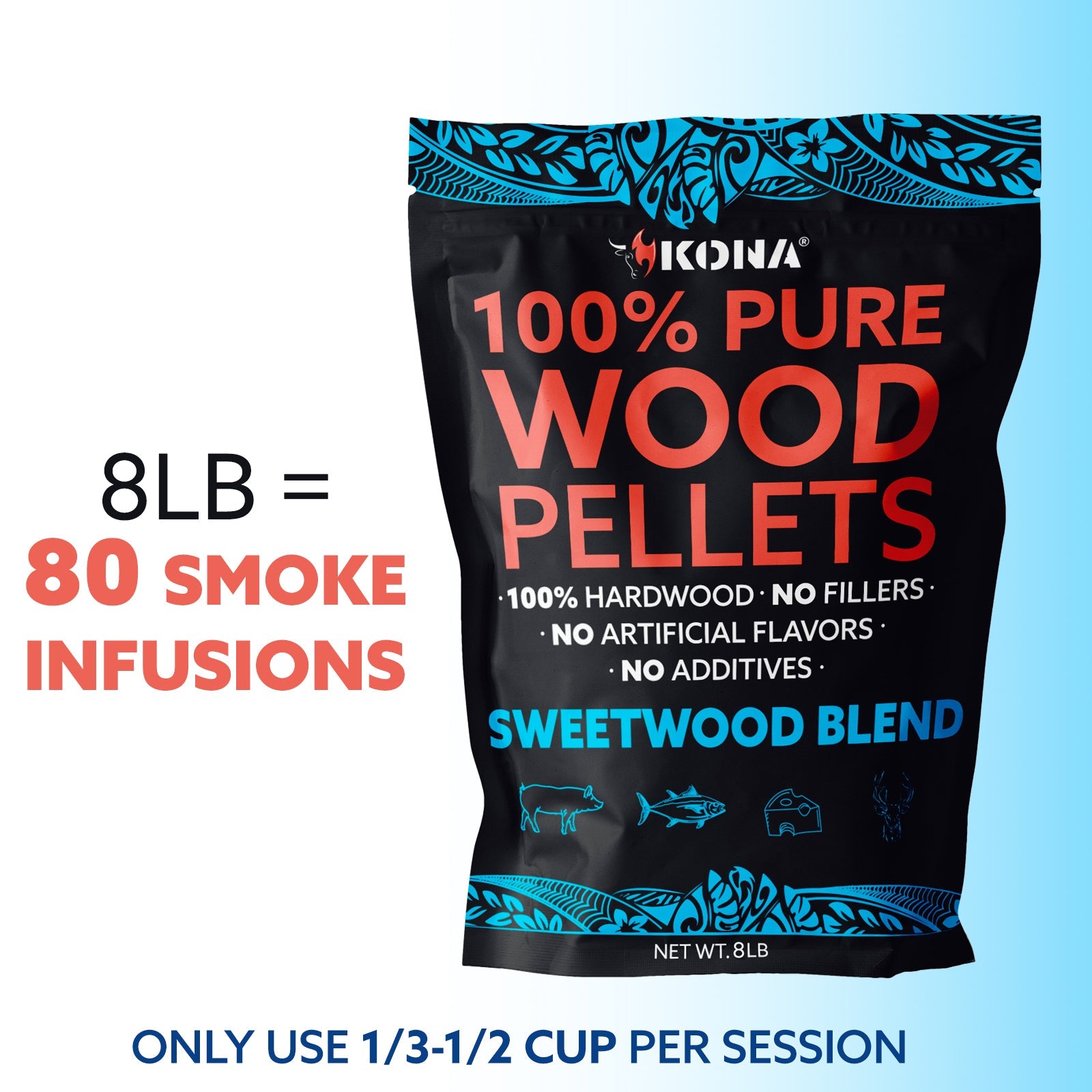 Kona Sweetwood Wood Pellets - Grilling, BBQ & Smoking - Concentrated Pure Hardwood - Thin Blue Smoke - The Tool Store